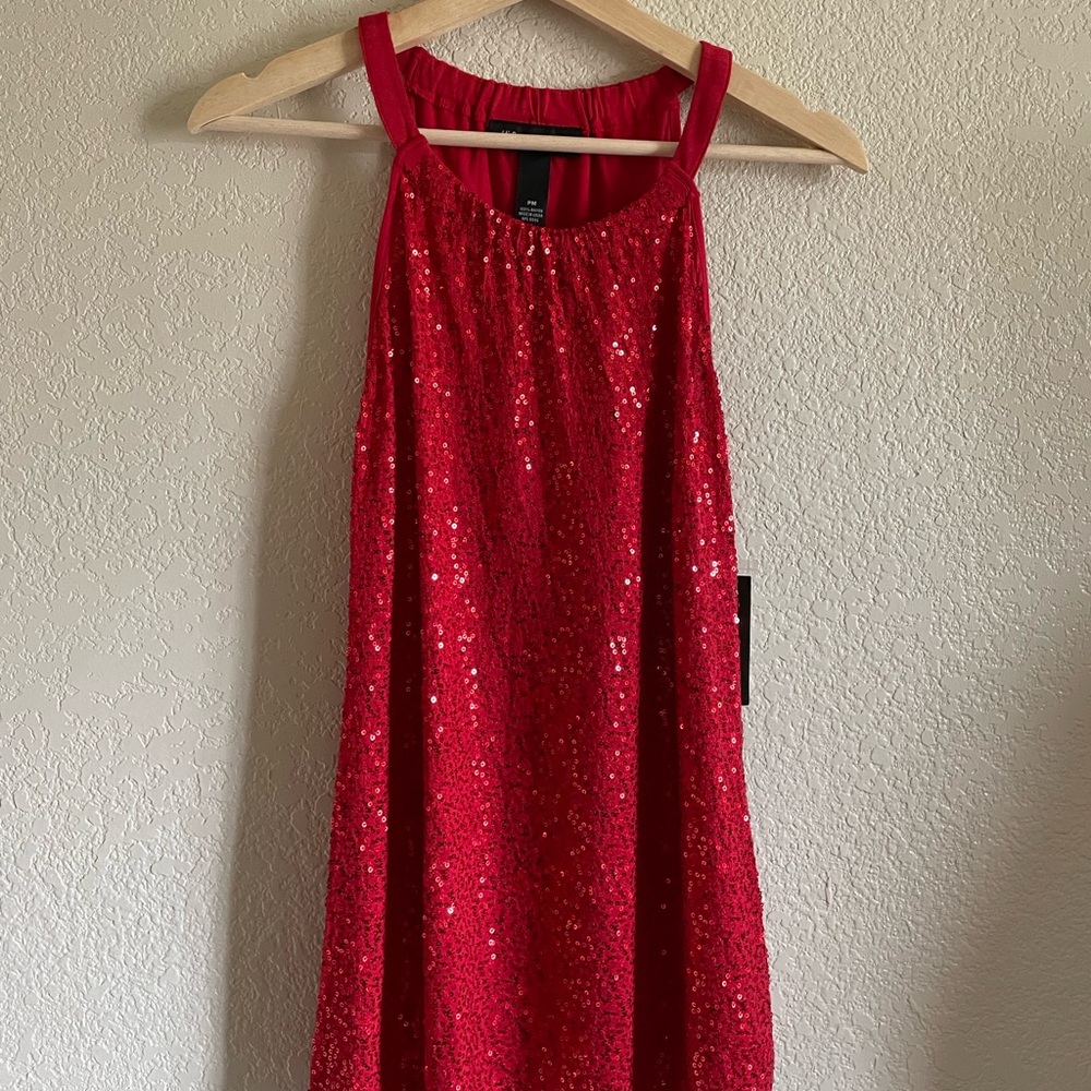 NWT - INC ruby red sequined tank top mini dress
